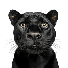 Close-Up Panther Face on White Background Transparent PNG Background.
