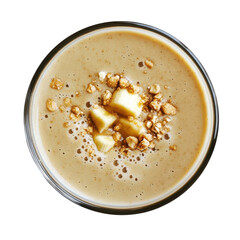 Refreshing Peanut Butter Banana Smoothie Drink Transparent PNG Background.