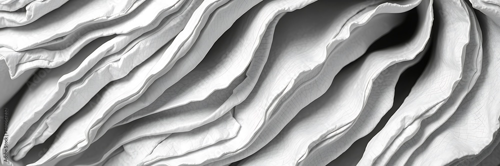 Poster abstract white layers: captivating close-up of textured white layers, creating an abstract and minim