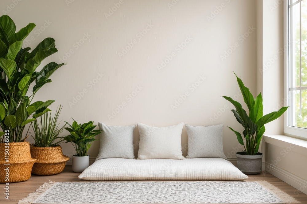 Poster cozy meditation corner creating a relaxing atmosphere for holistic calm