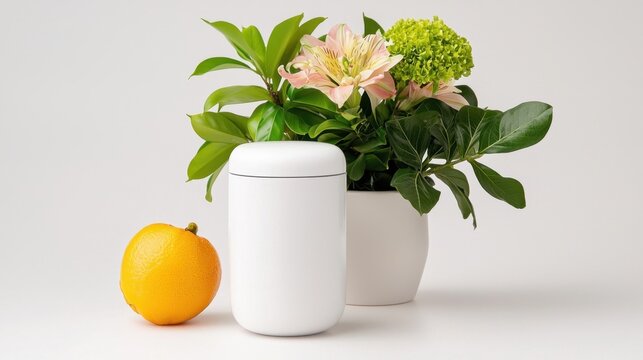 A small white capsule shaped device sits against a clean white background, embodying a sleek minimalist design that exudes sophistication and modernity in the realm of technology.