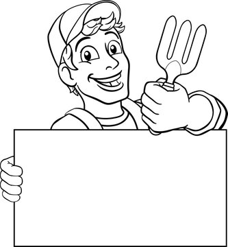recommend clip art: Gardener Cartoon Garden Tool Man Farmer Mascot