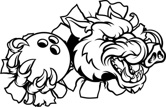 recommend clip art: Boar Wild Hog Razorback Warthog Pig Bowling Mascot