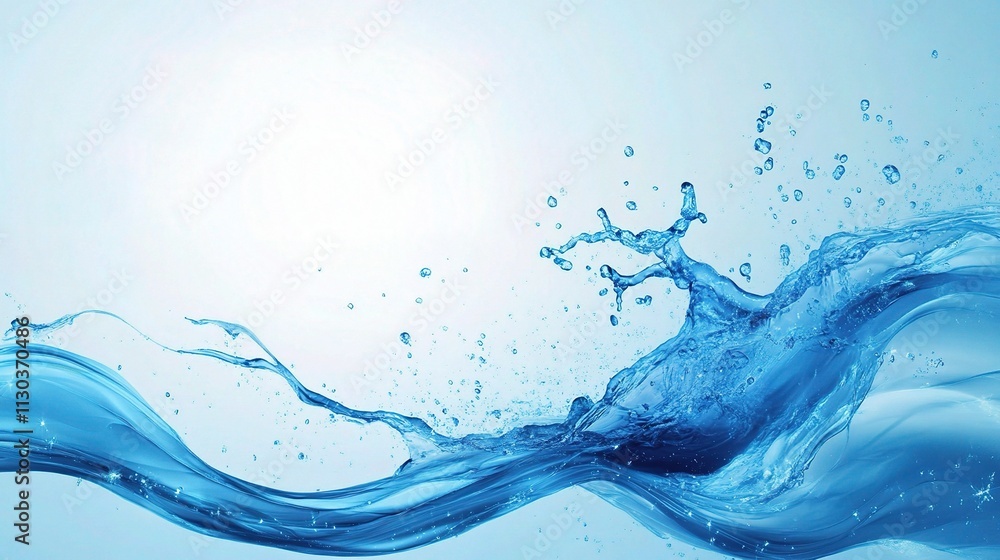 Poster abstract blue liquid splash texture with dynamic movement and light