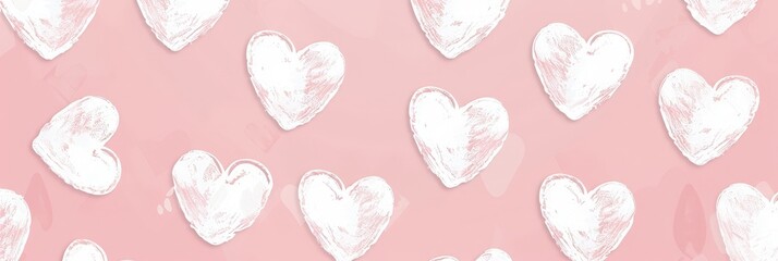 White Hearts on a Pink Background