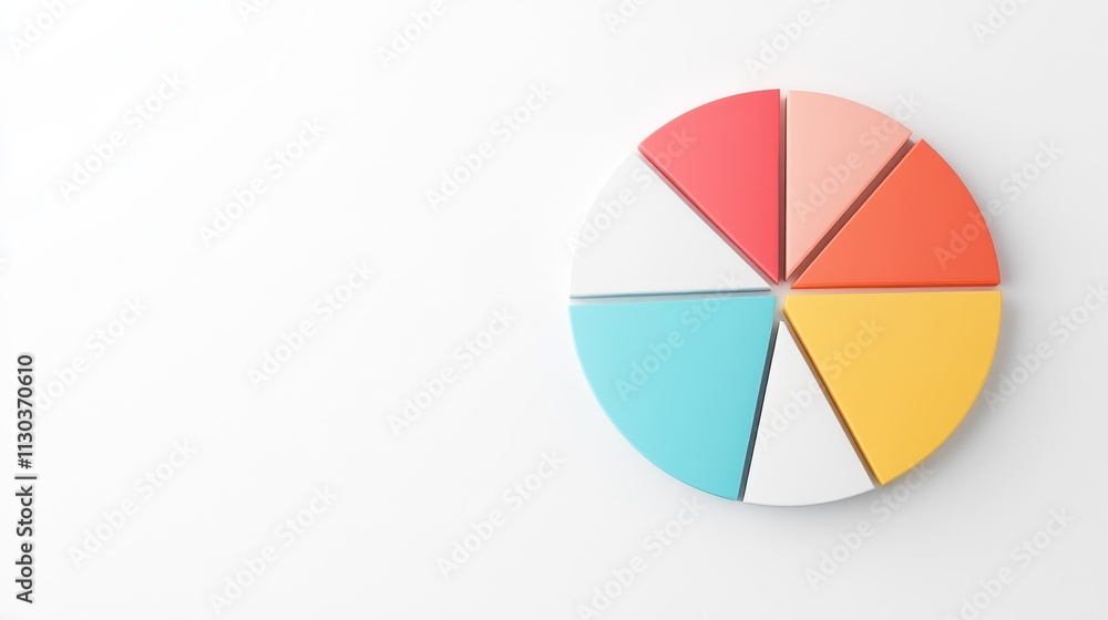 Aufkleber colorful pie chart representation on a white background with geometric shapes for creative and busin