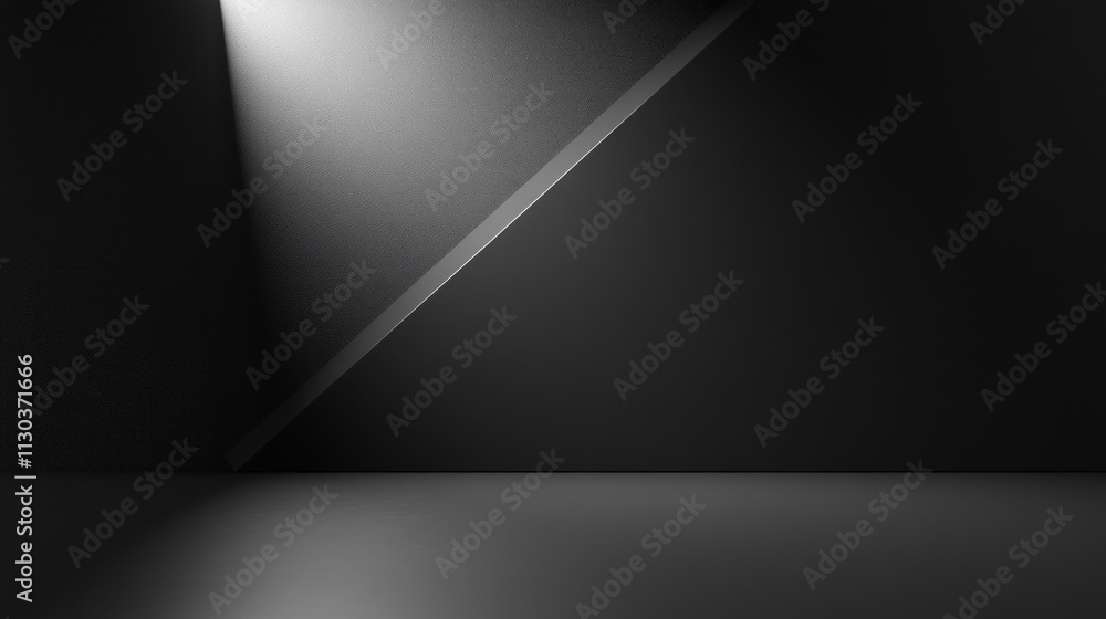 Aufkleber a minimalist dark room with a diagonal light beam creating a dramatic atmosphere.