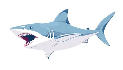 Fototapeta premium Shark In The Sea Vector - Fierce and Fearless Shark Illustration - Evoke The Raw Power And Danger Associated With These Apex Ocean Predators.
