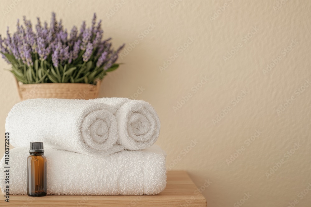 Poster fresh lavender and essential oils creating a soothing atmosphere for relaxation