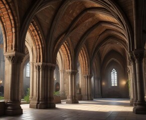 Obraz premium Gothic arches and ribbed vaults in the Church of Saints Cyril and Methodius , methodius, church, ribbed vaults