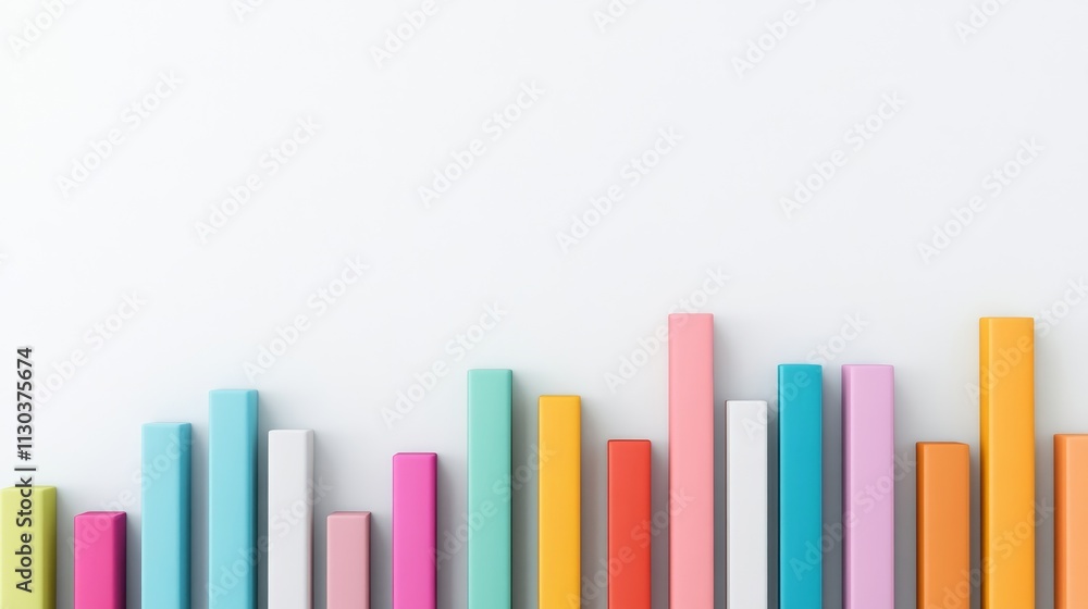 Aufkleber colorful vertical bars displaying data trends and insights on a clean white background for business 