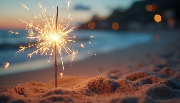 fireworks over the sea - Powered by Adobe