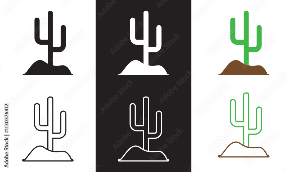 Fototapete cactus colour simple icon in outline and solid style. vector illustration. isolated on white and bla