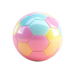 Fototapeta premium Colorful 3d minimal soccer ball on transparent background isolated design for sports and hobbies enthusiasts