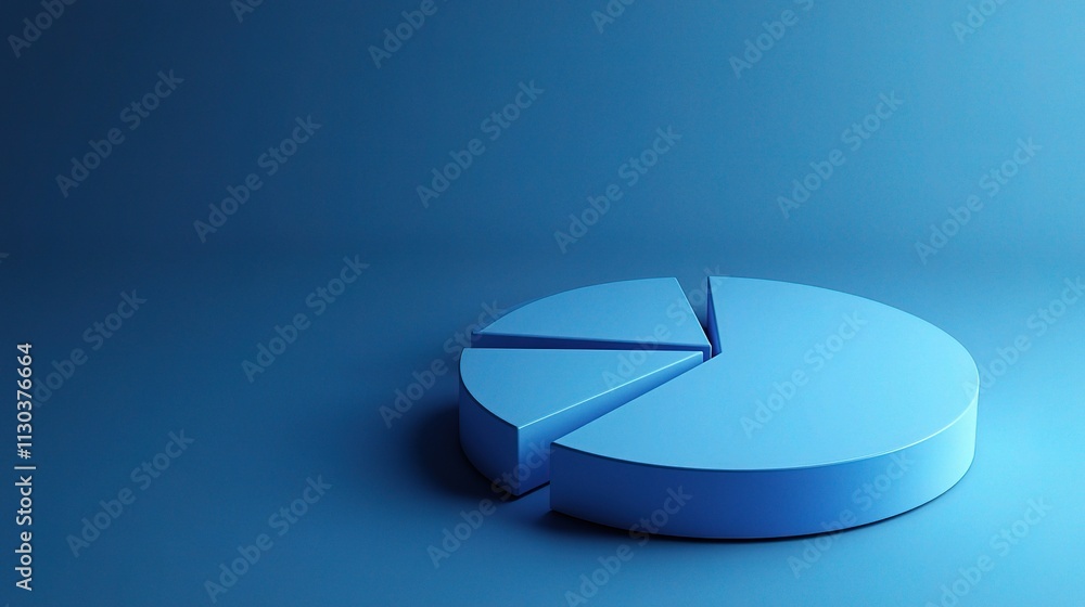 Poster abstract blue pie chart for data analytics and statistical analysis