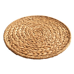 Minimalist 3d isolated woven round placemat transparent background home decor natural material modern style