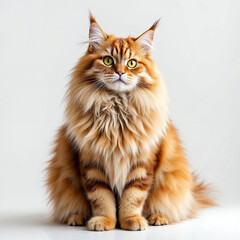 Obraz premium Concept photo of a furry cat, isolated cat on white background with space for text