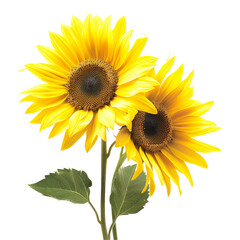 Obraz premium Vibrant Yellow Sunflower Isolated on Transparent Background Showcasing Its Blooming Petals in a Nature-Inspired Botanic Display