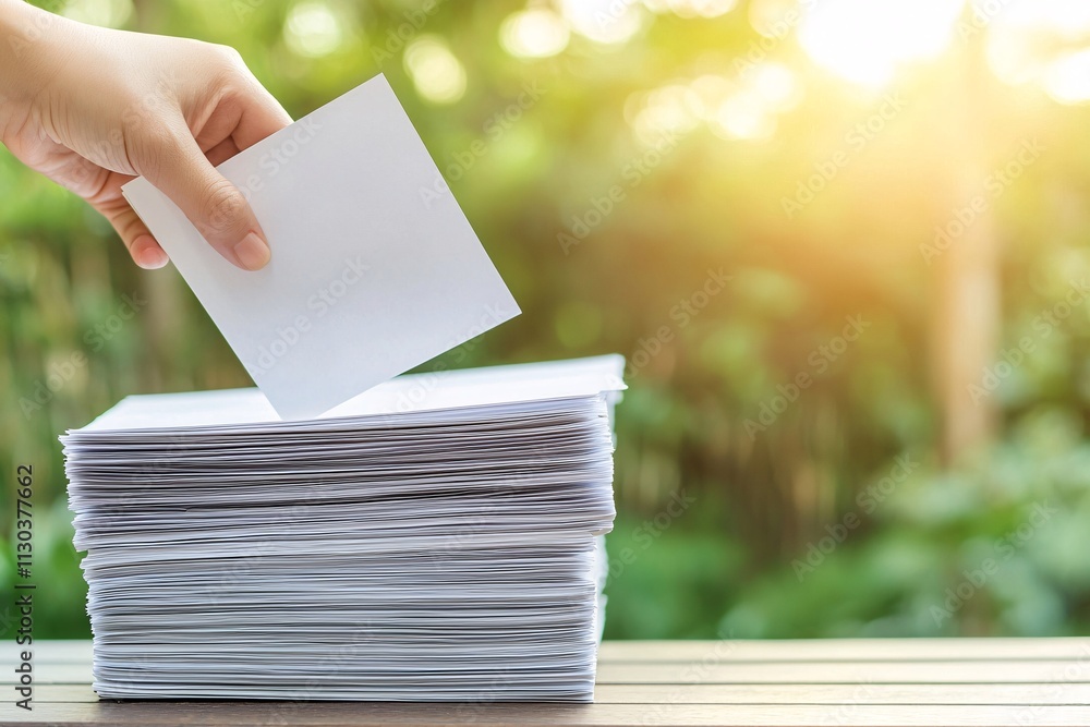 Poster a person scanning documents for tax records using a home printer, symbolizing efficiency in record-k
