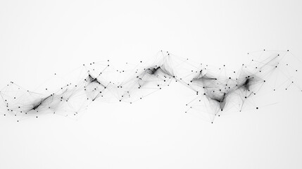 Fototapeta premium Abstract Network Connection: Elegant grayscale illustration of interconnected nodes and lines forming a flowing, dynamic network pattern. Perfect for representing technology, communication.