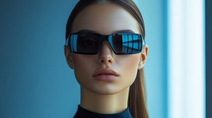 Side profile of a stylish woman in dark sunglasses with a sleek hairstyle