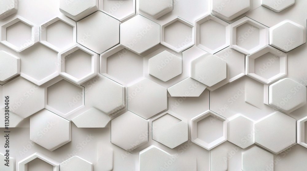 Poster high-tech futuristic hexagonal wall design in 3d rendered style