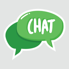 Green Chat Bubble Sticker with Text 'CHAT' in Bold White Letters