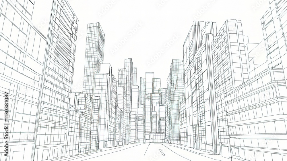 Aufkleber abstract wireframe city skyline background in vector format