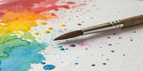 Obraz premium Watercolor paint spill on a canvas surface, artistic expression, absorbent surface, color intensity