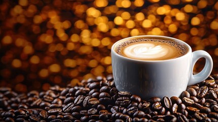 Naklejka premium A cup of coffee is a hot beverage made from roasted coffee beans that can be enjoyed black or with added milk and sugar for a comforting and energizing drink.