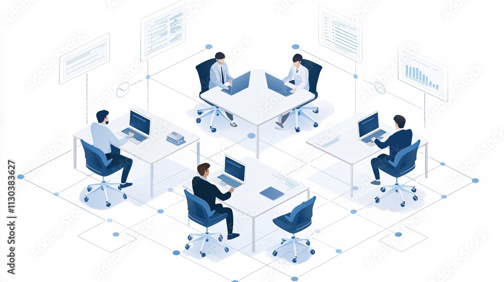 Poster tax submission workflow, seamless integration of software and paperwork, dynamic team collaboration,