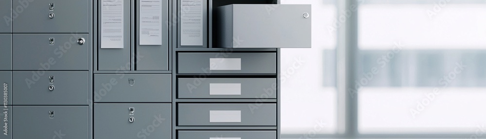 Poster organized tax records arranged in a filing cabinet, with labels and tabs visible for easy access