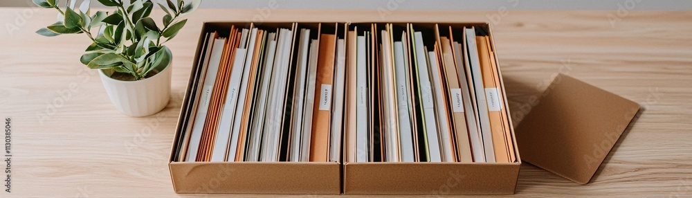 Poster organized tax records arranged in a filing cabinet, with labels and tabs visible for easy access