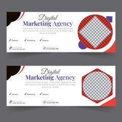 Social media cover banner modern webinar for digital marketing agency, business cover template geometric shape for abstract elements post background space for web banner