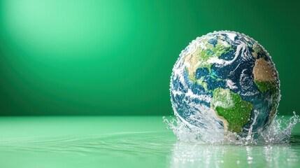 Fototapeta premium An intricately designed illustration of planet Earth made entirely of water, emphasizing the importance of World Water Day in raising awareness about water conservation and sustainability.