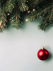 fir tree branches with bauble