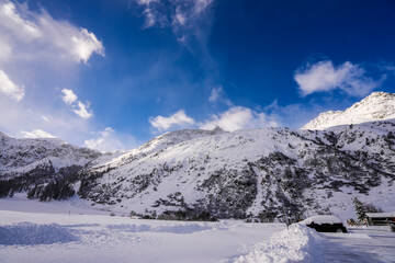 Winter scenery in the Swiss Alps, Grisons, Switzerland