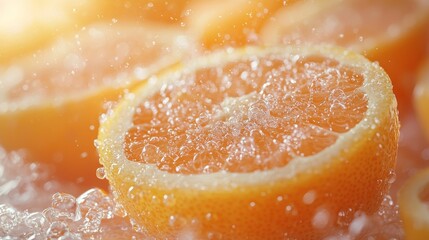 Orange slices with ice crystals for a refreshing look