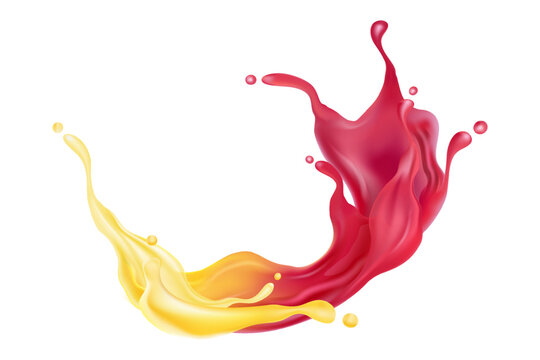 Mixed berries color splashing. Season sweet of tropical fruits. 3d realistic vector, Food concept design. of free space for your texts and branding. Food concepts.