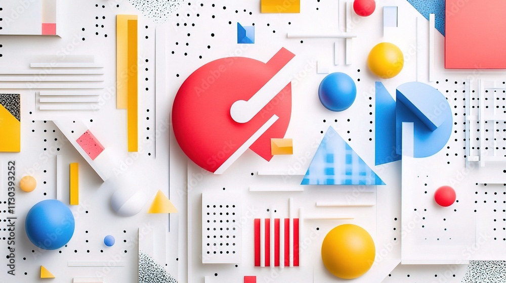 Aufkleber abstract geometric pattern: bold, colorful, and vibrant geometric shapes create a dynamic and playfu