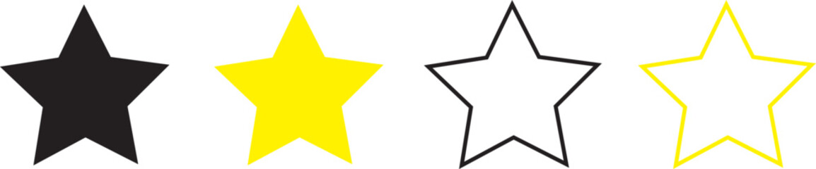 Obraz premium Three Different Star Rating Icons in Black, Yellow, and Yellow Outline