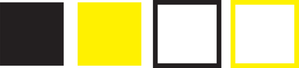 Obraz premium Three color squares showcasing black, yellow, and white vector illustration