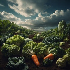 Design a surreal vegetable-inspired dreamscape.