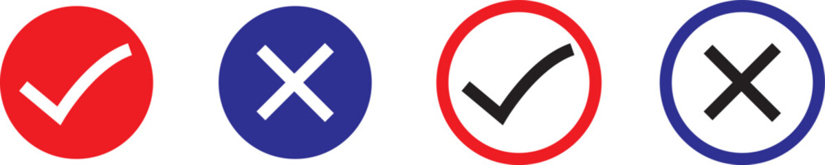 Obraz premium Four confirmation icons with check marks and crosses