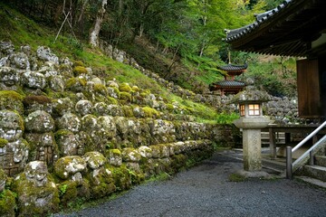 Serene Japanese Garden with Stone Statues