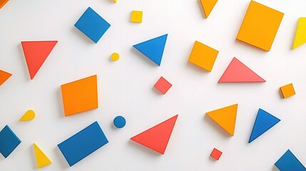 Colorful Geometric Shapes on White Background for Creative Design