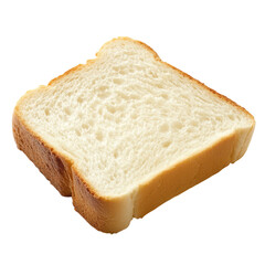 Single Slice of Fresh White Bread for Baking Transparent png Background.