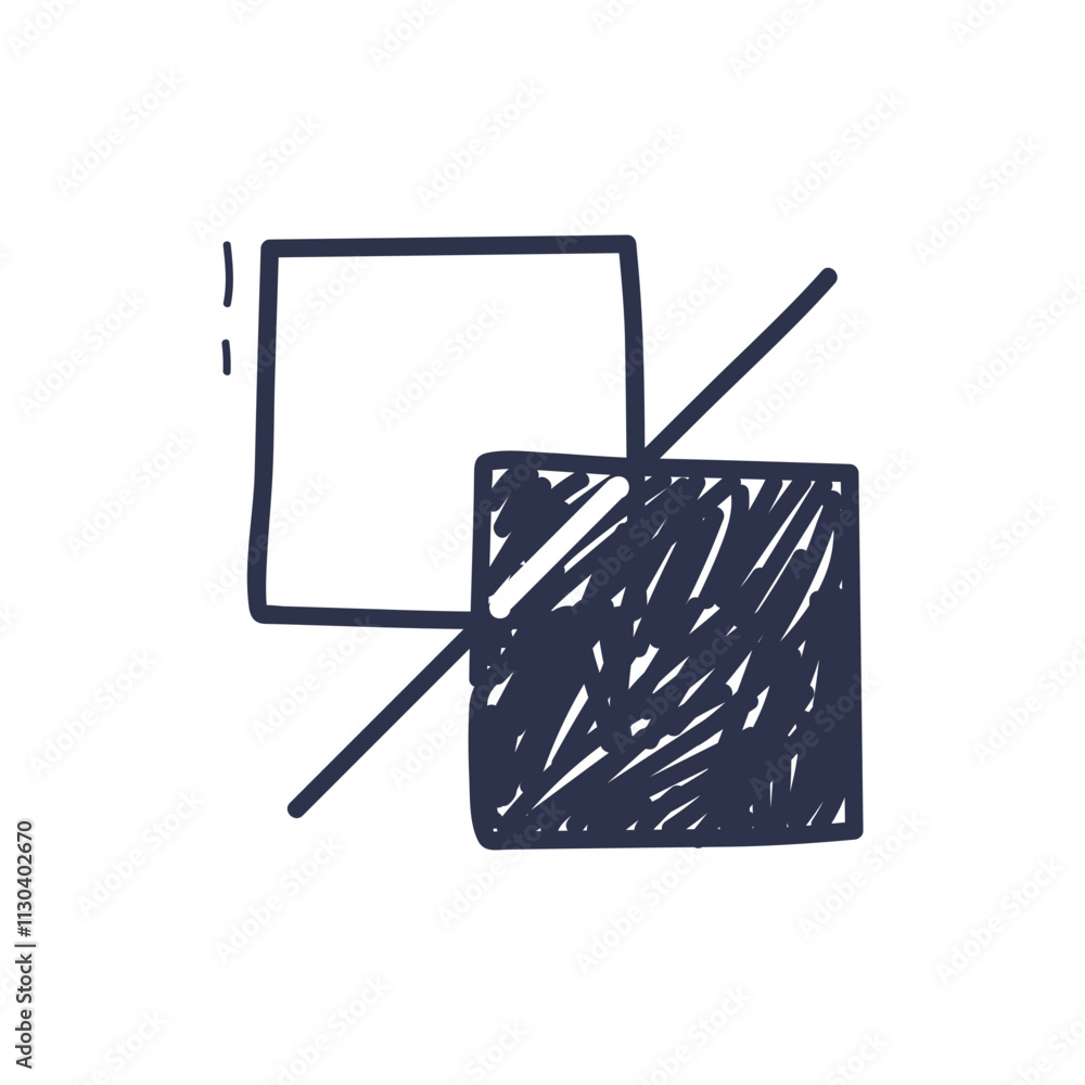 Poster two overlapping squares with a diagonal line, symbolizing contrast and balance.