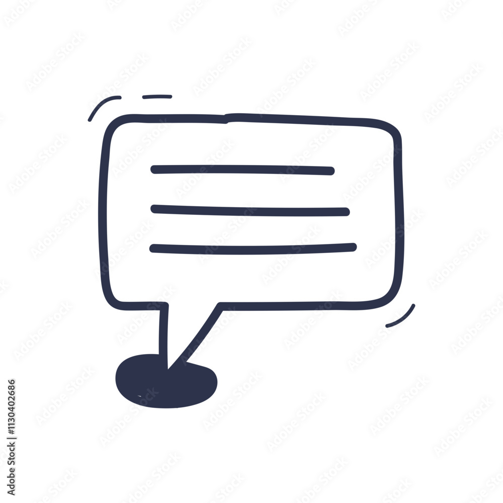 Poster simple speech bubble icon with three lines, symbolizing communication and dialogue.