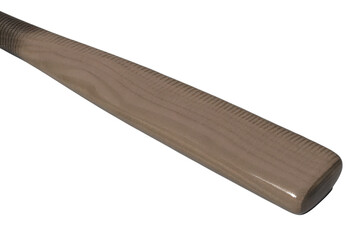 Wooden baseball bat close-up isolated with transparent background